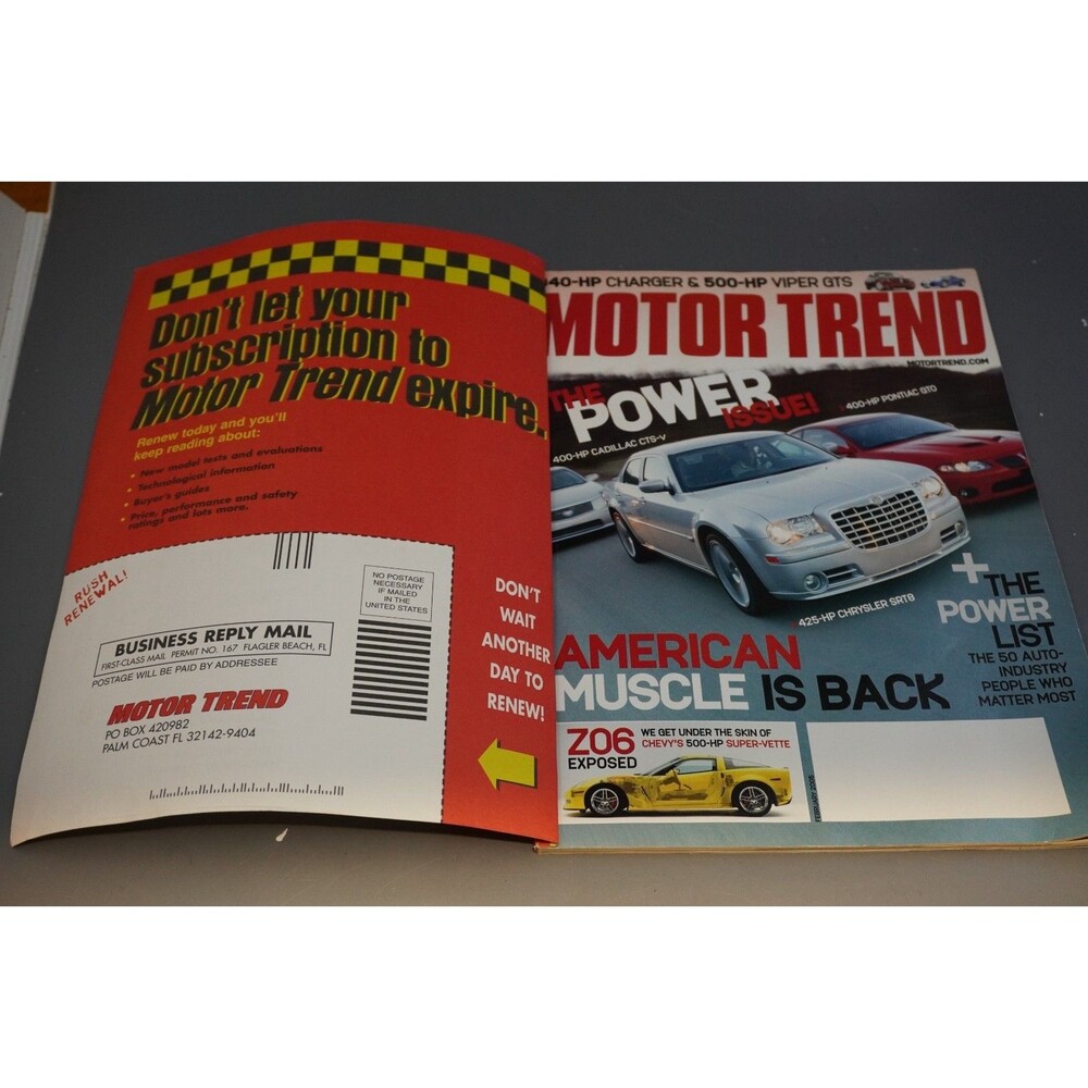 MOTOR TREND Magazine February 2005 The Power Issue American Muscle Is Back Z06